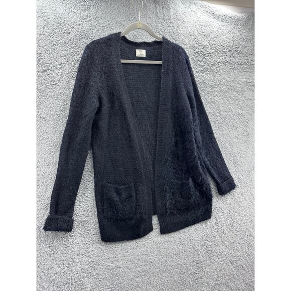 Pins & Needles Women's Medium Black Fuzzy Cardigan Open‎ Front Long Sleeves Cozy - Picture 2 of 11